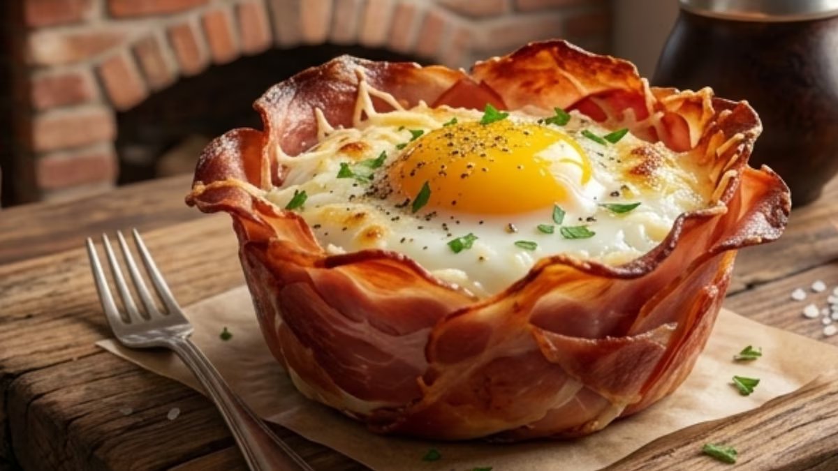 Almoço expresso. receita de “ninhos de presunto” proteicos sem massa