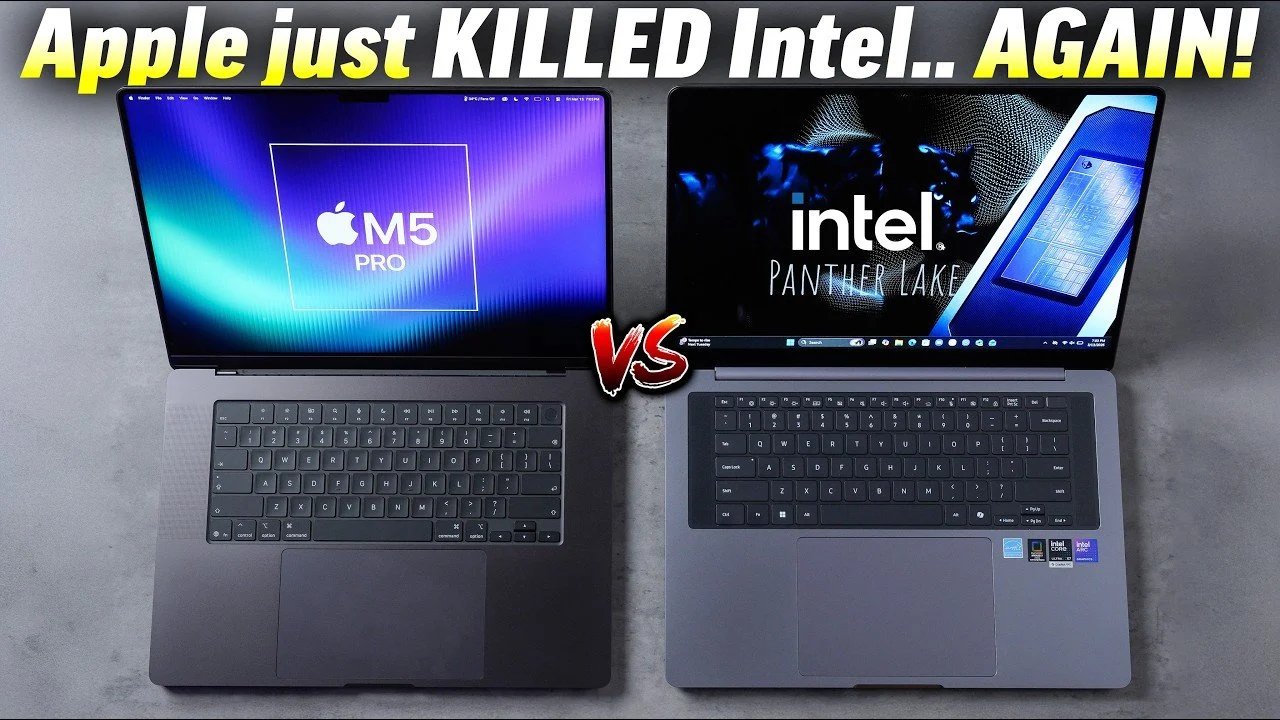 Apple M5 Pro e Intel Panther Lake: comparação de 2026