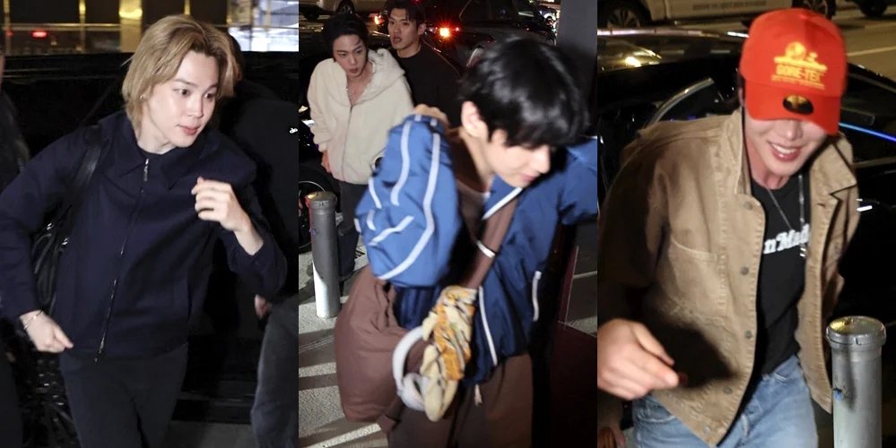 Colegas de banda do BTS foram vistos voltando para um hotel em Nova York após show do Spotify | BTS, J-Hope, Jimin, Jin, Jungkook, rm, Suga, v | Notícias e fofocas sobre celebridades | Entretenimento, fotos e vídeos