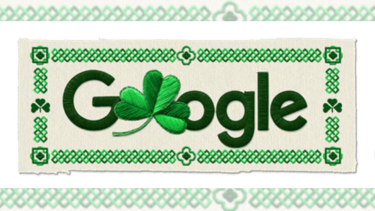 Dia de São Patrício. um doodle que o Google celebra uma tradição irlandesa