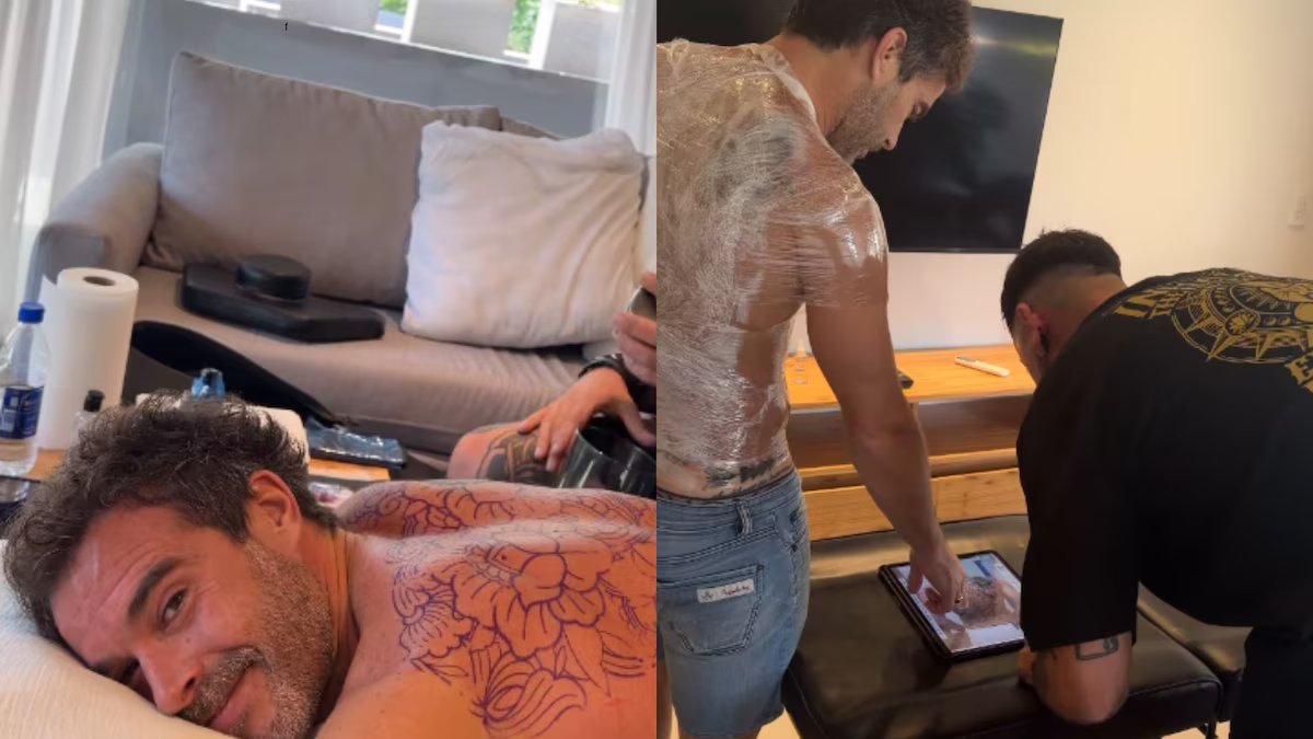 Nicolas Cabre mostrou a tatuagem chocante nas costas e causou muito barulho nas redes.