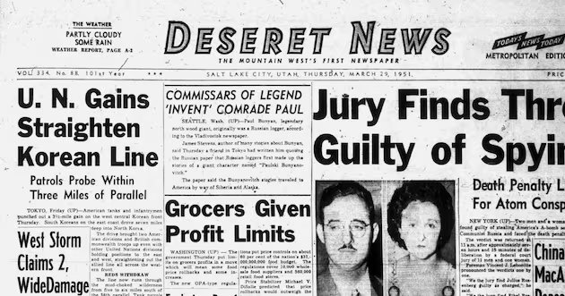 O caso Rosenberg de 1951 fez parte do frenesi da Guerra Fria na América – Deseret News