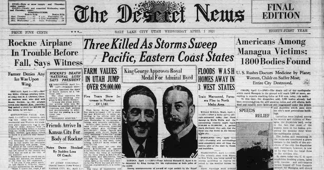 O lendário técnico Knute Rocken morre em acidente de avião em 1931 – Deseret News