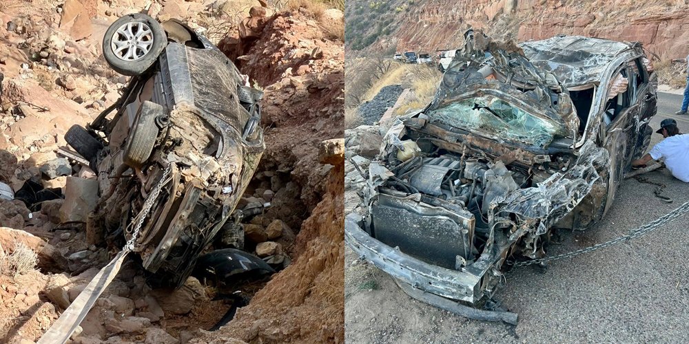 O motorista sai com ferimentos leves depois que o carro desce 200 pés pelo desfiladeiro. As fotos revelam a gravidade da situação | Interesse Humano, Texas | Notícias e fofocas sobre celebridades | Entretenimento, fotos e vídeos