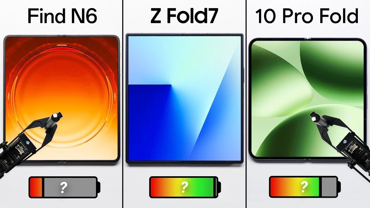 OPPO Find N6 vs Z Fold 7 vs Pixel 10 Pro Fold: duração da bateria