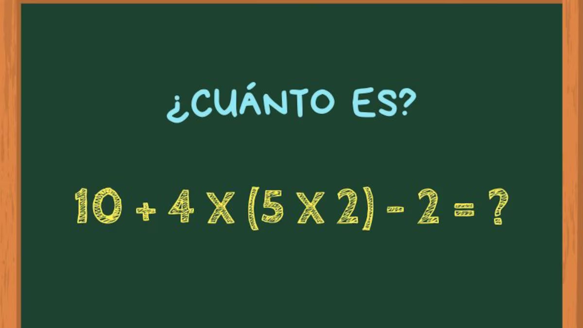 Quanto é 10 + 4 x (5 x 2) – 2? Um cálculo matemático que poucas pessoas conseguem resolver em 30 segundos