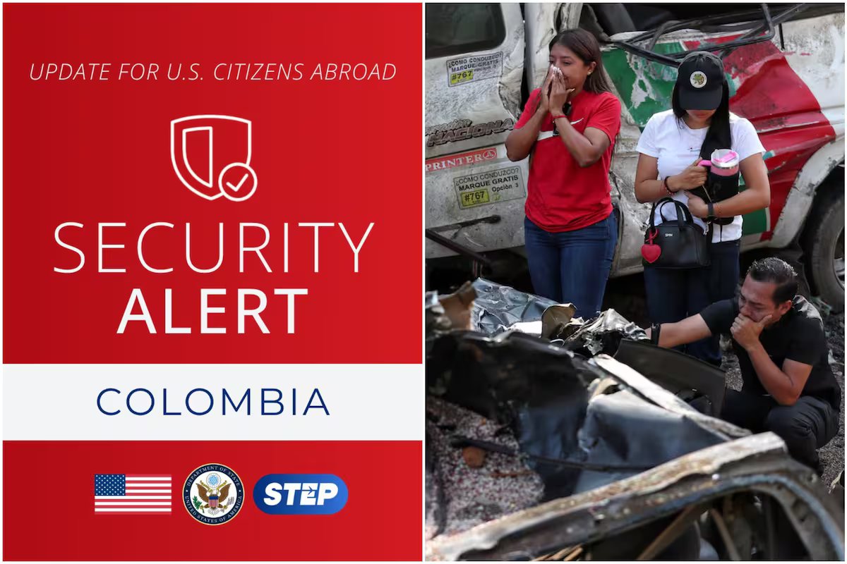 Alerta dos EUA aos turistas que visitam a Colômbia.