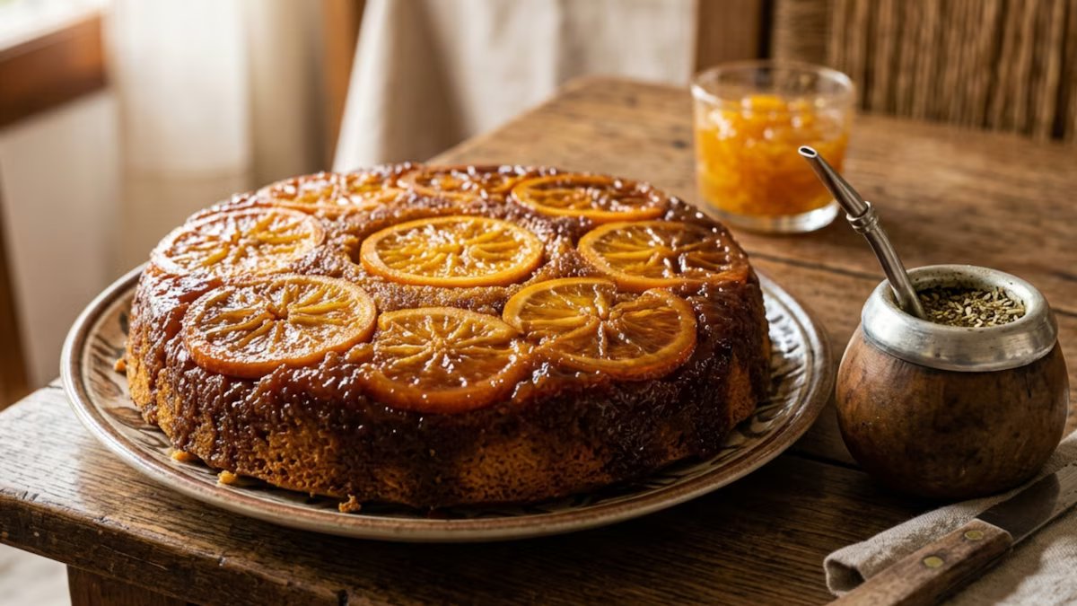 Bolo invertido de laranja. uma receita clássica para uma tarde de outono