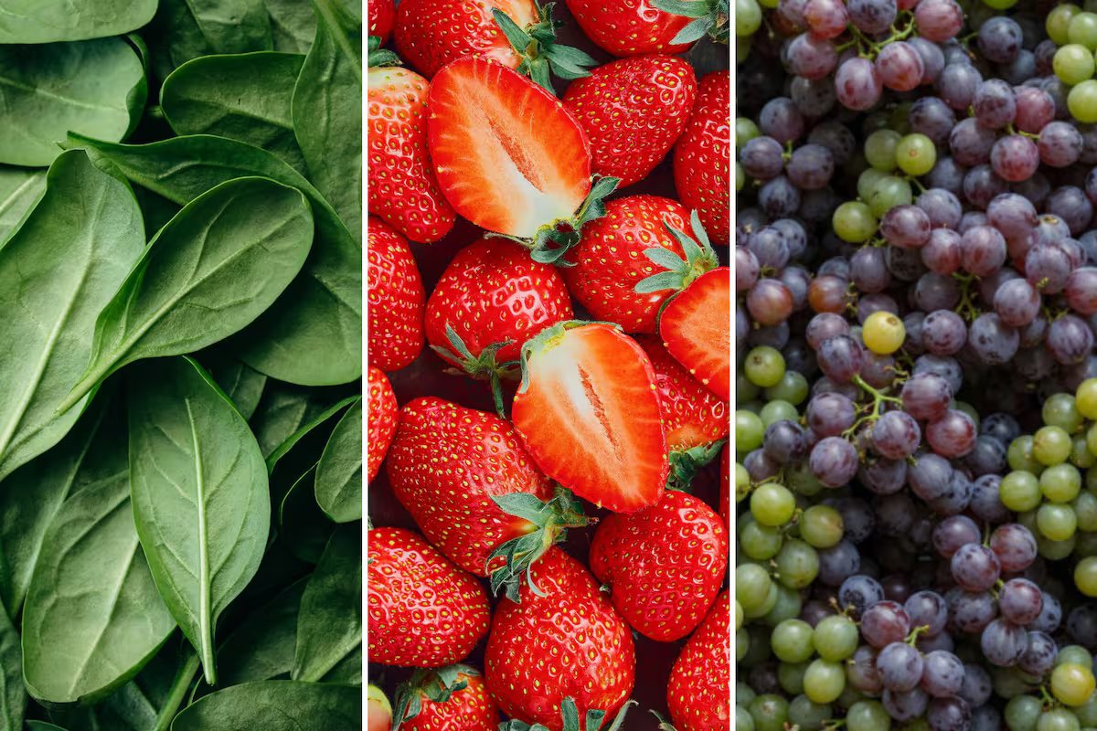 Espinafre, morangos e uvas. ranking dos alimentos com mais resíduos de agrotóxicos em 2026