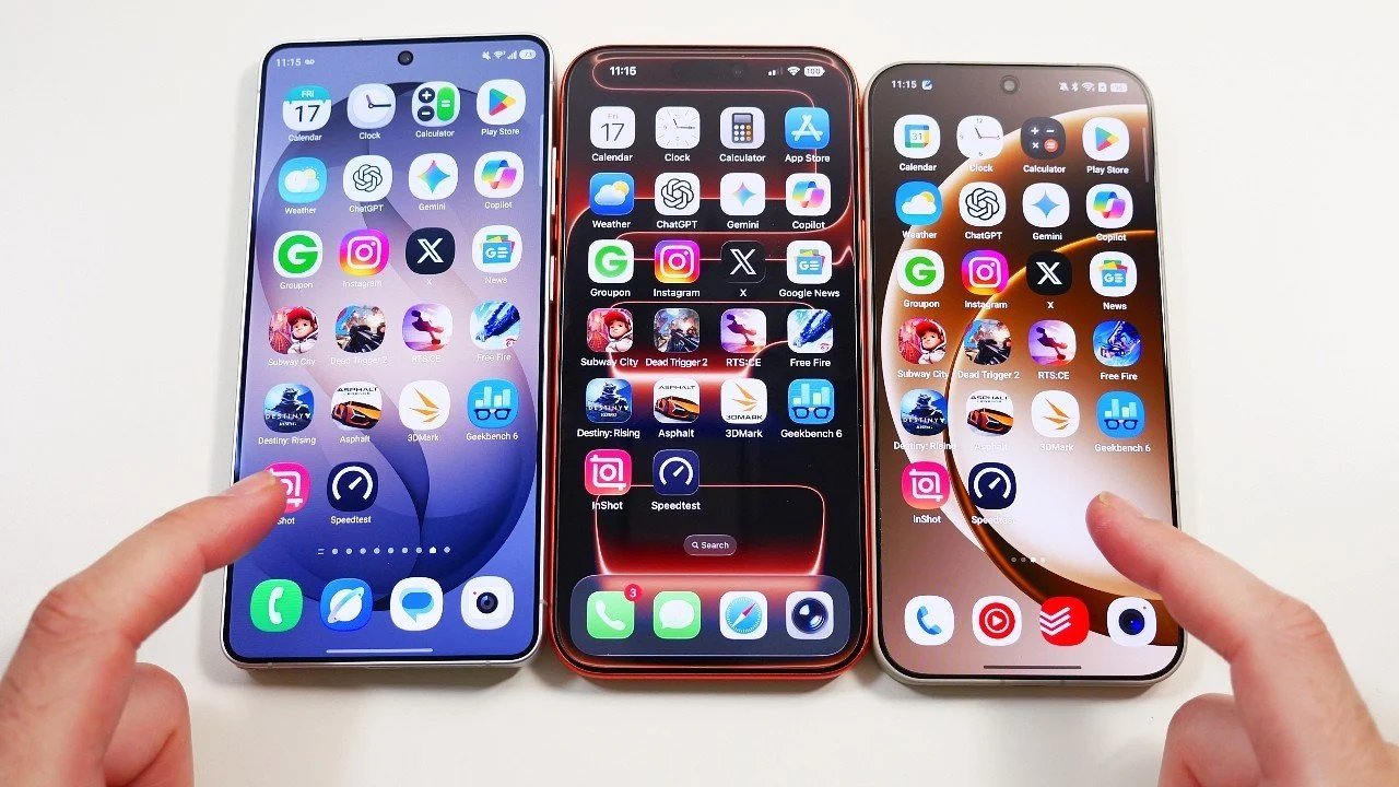 Galaxy S26 Ultra x iPhone 17 Pro Max x OnePlus 15: teste de velocidade