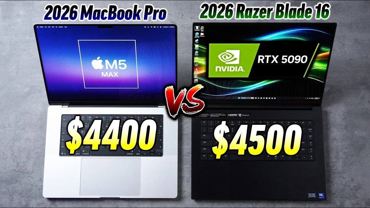 M5 Max MacBook Pro versus laptop Razer Blade 16