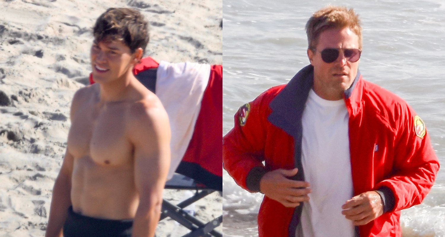 Noah Beck fica sem camisa durante as filmagens da série de reinicialização de ‘Baywatch’ com Stephen Amell | Baywatch fotos espontâneas Noah Beck sem camisa Stephen Amell | Notícias e fofocas sobre celebridades | Entretenimento, fotos e vídeos
