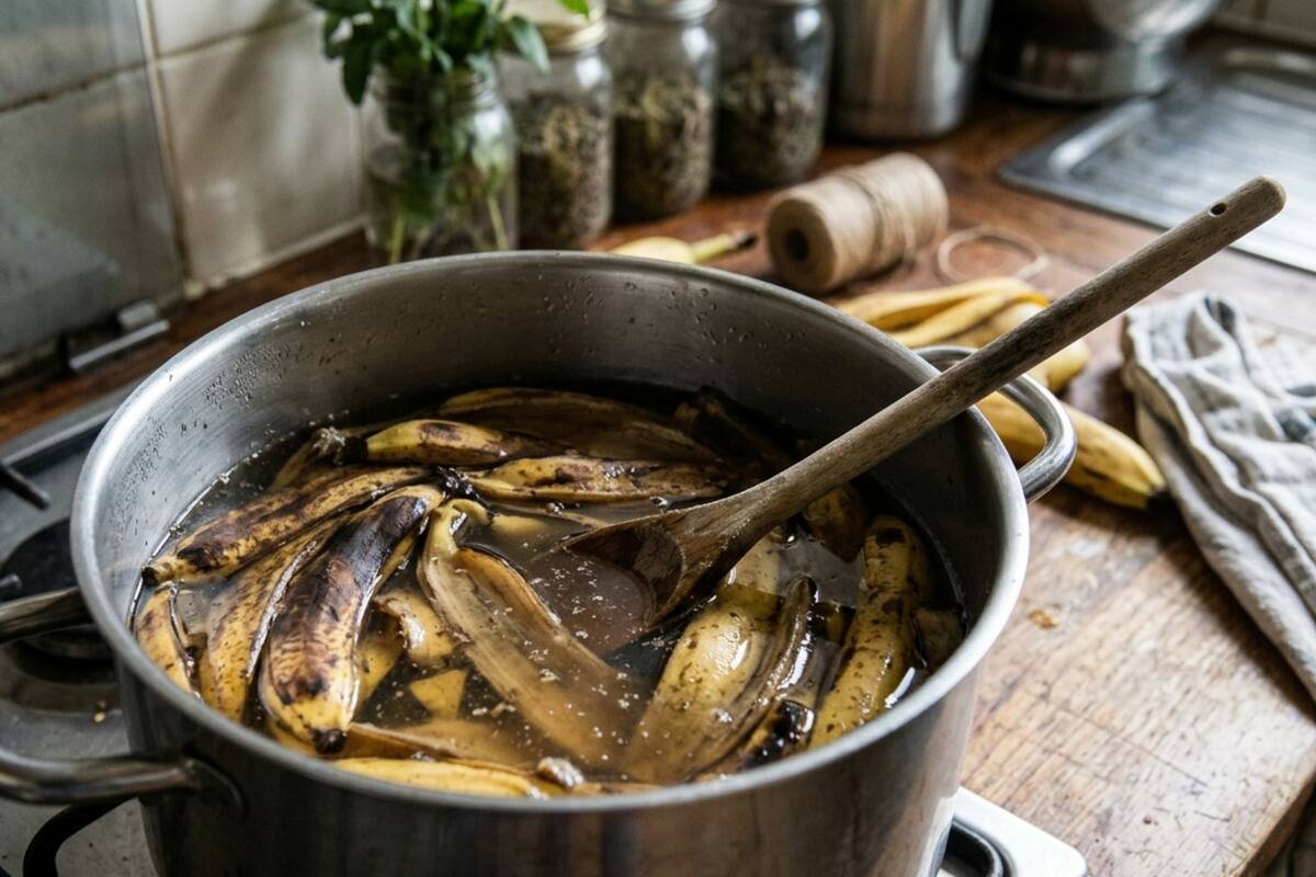 Por que é recomendado misturar casca de banana com vinagre e para que serve?