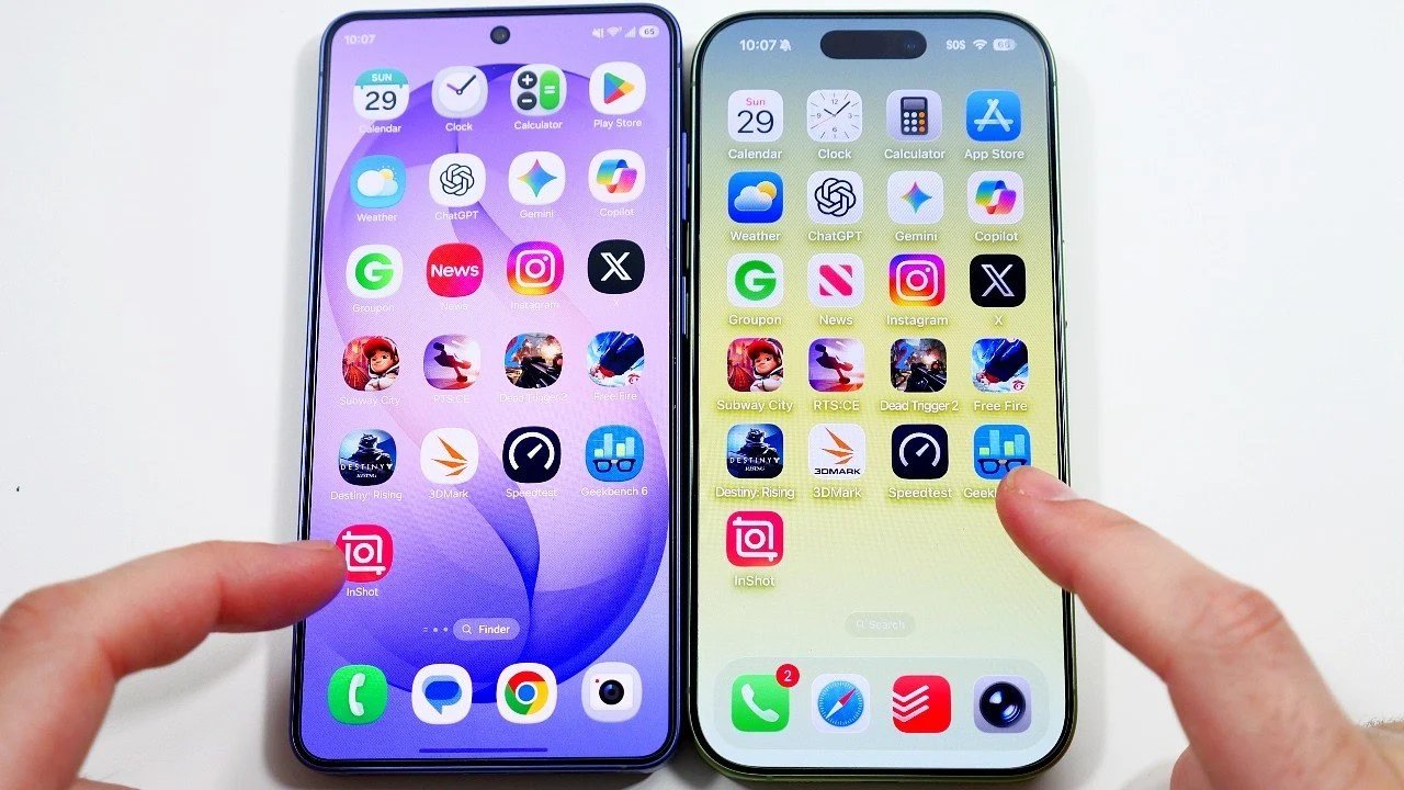 Resultados dos testes de velocidade do Galaxy S26 e iPhone 17