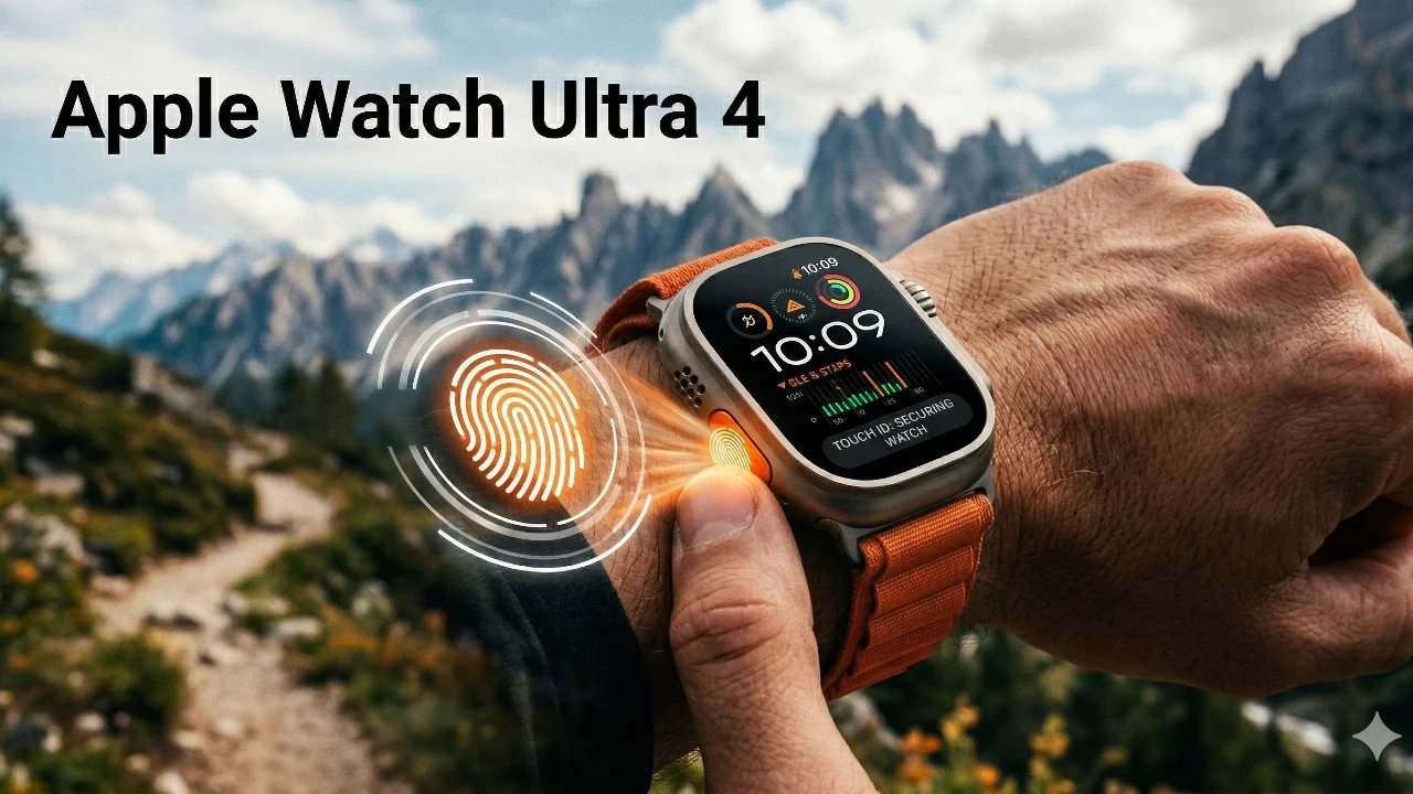 Rumor do Apple Watch Ultra 4 Touch ID: botão lateral ou coroa?