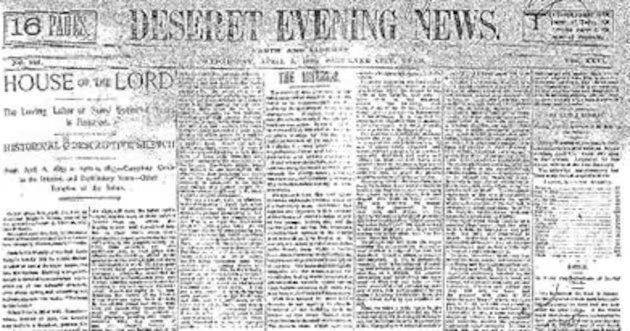 Templo de Salt Lake concluído em 5 de abril de 1893 – Deseret News