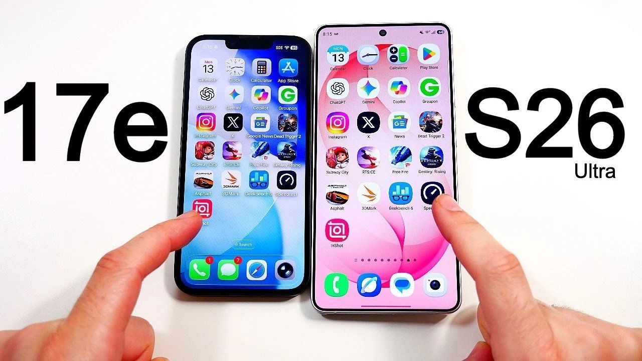 Teste de ultra velocidade do iPhone 17e e Galaxy S26: orçamento e fera.