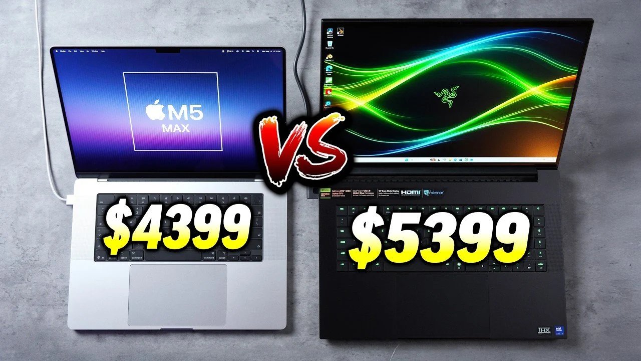 Compare os laptops mais rápidos de 2026: M5 Max vs RTX 5090