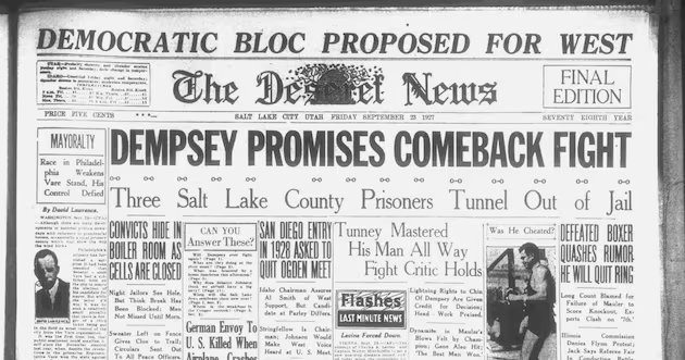 Em memória do filho favorito Jack Dempsey – Deseret News