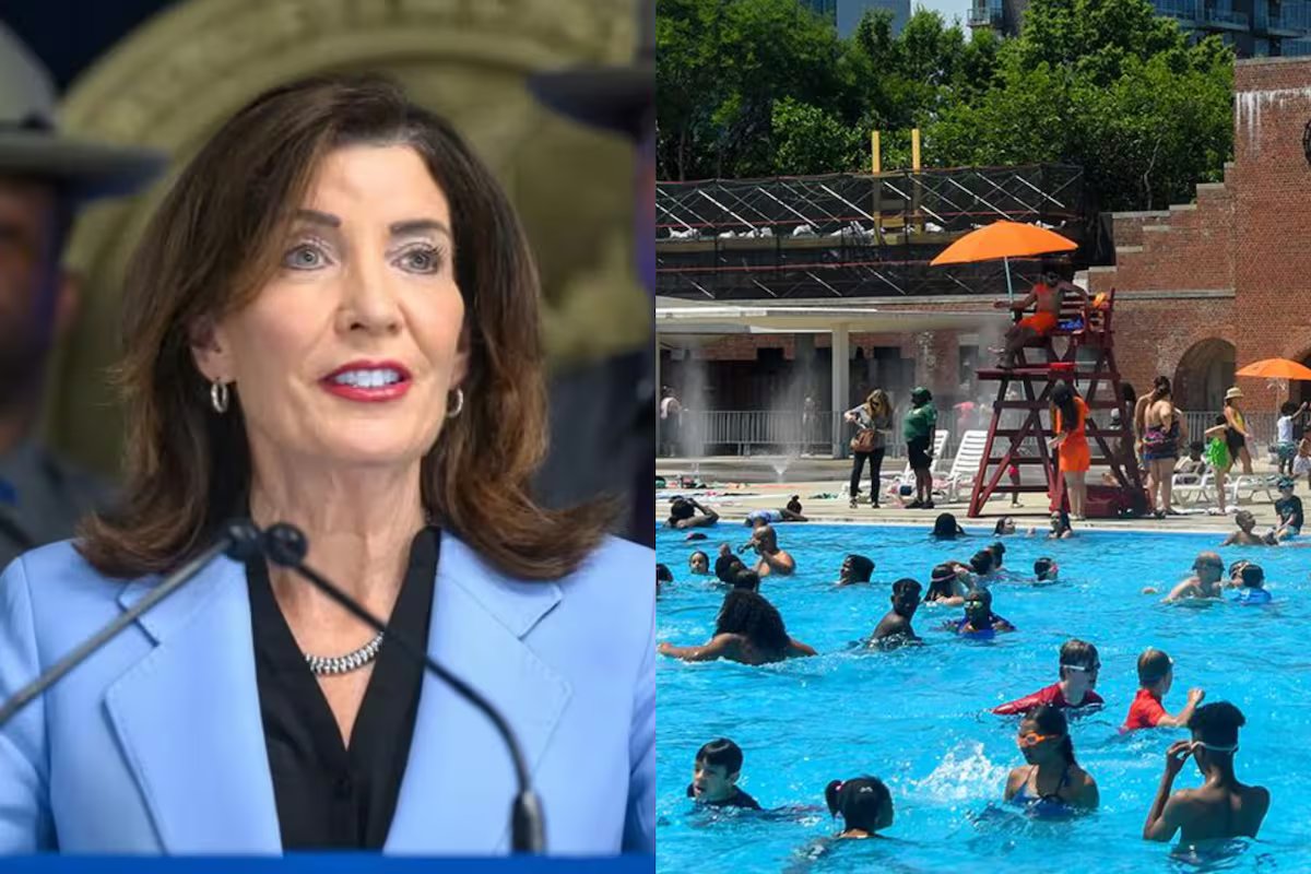 Hochul destinou 350 milhões de dólares para piscinas e centros comunitários. O Bronx já garantiu fundos
