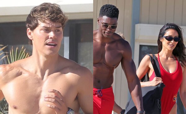 Noah Beck, Thaddeus LaGrone, Shay Mitchell e mais do Baywatch usam trajes de banho vermelhos icônicos durante as filmagens em Venice Beach – Just Jared – Notícias e fofocas de celebridades