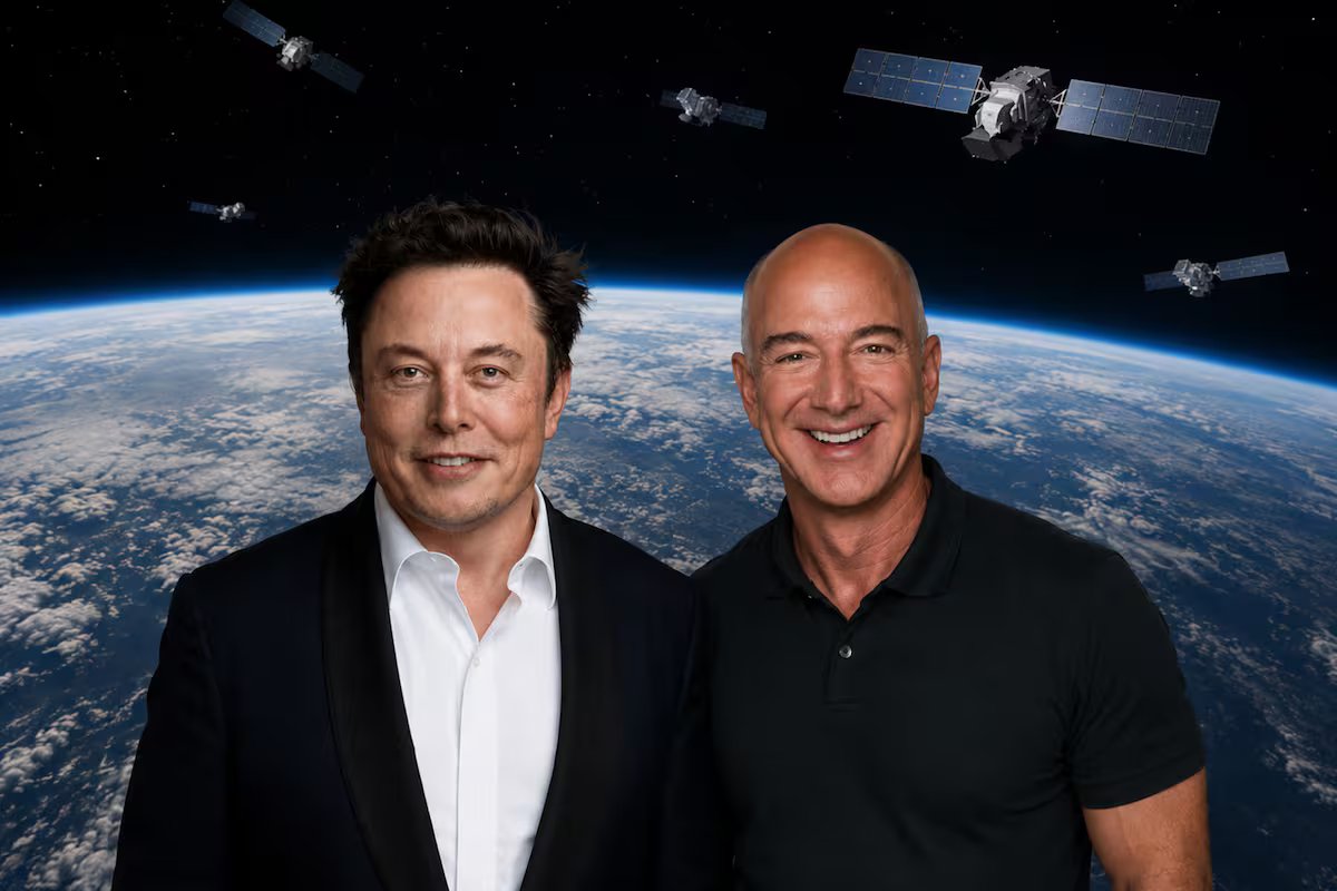 O valor das apostas de Elon Musk e Jeff Bezos nas “megaconstelações” de satélites no espaço.