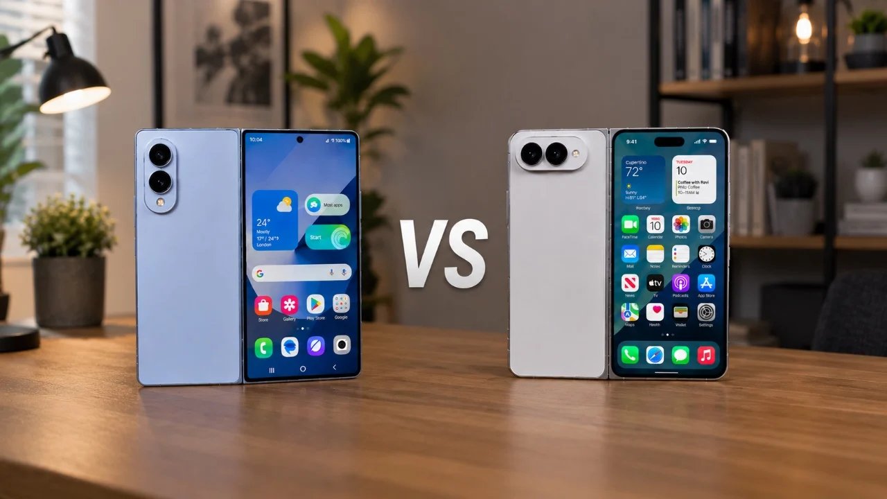 Apple x Samsung: exibição de telefones dobráveis ​​em 2026