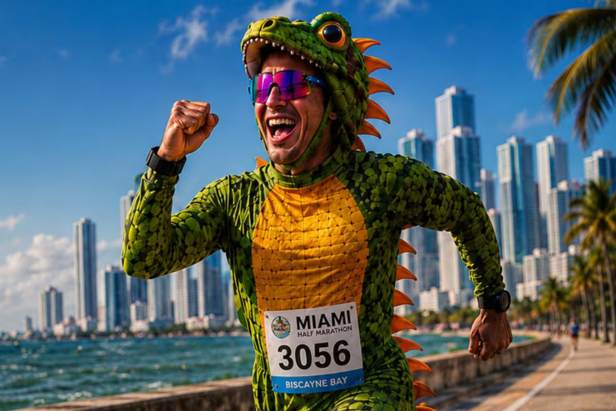 Corrida de 5K em Miami neste sábado. fantasia obrigatória de iguana e prêmios da categoria