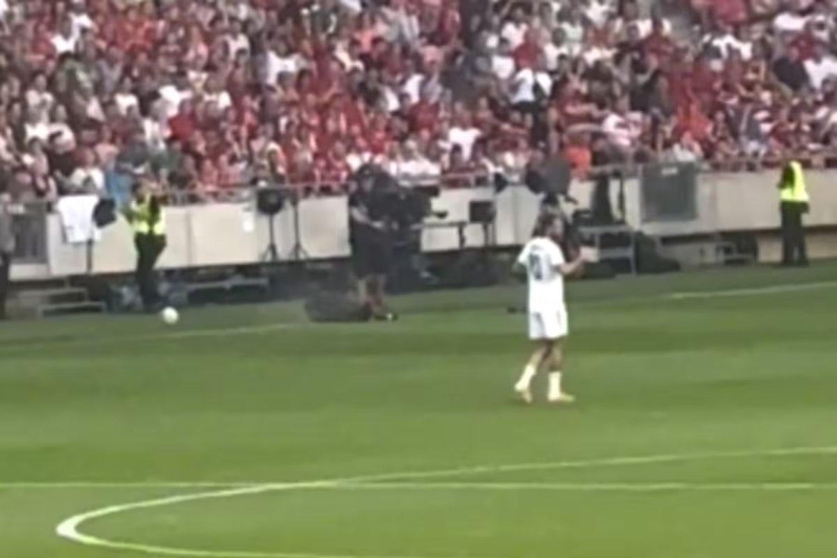 Durante a partida Hungria-Cazaquistão, a “câmera aranha” cai em campo
