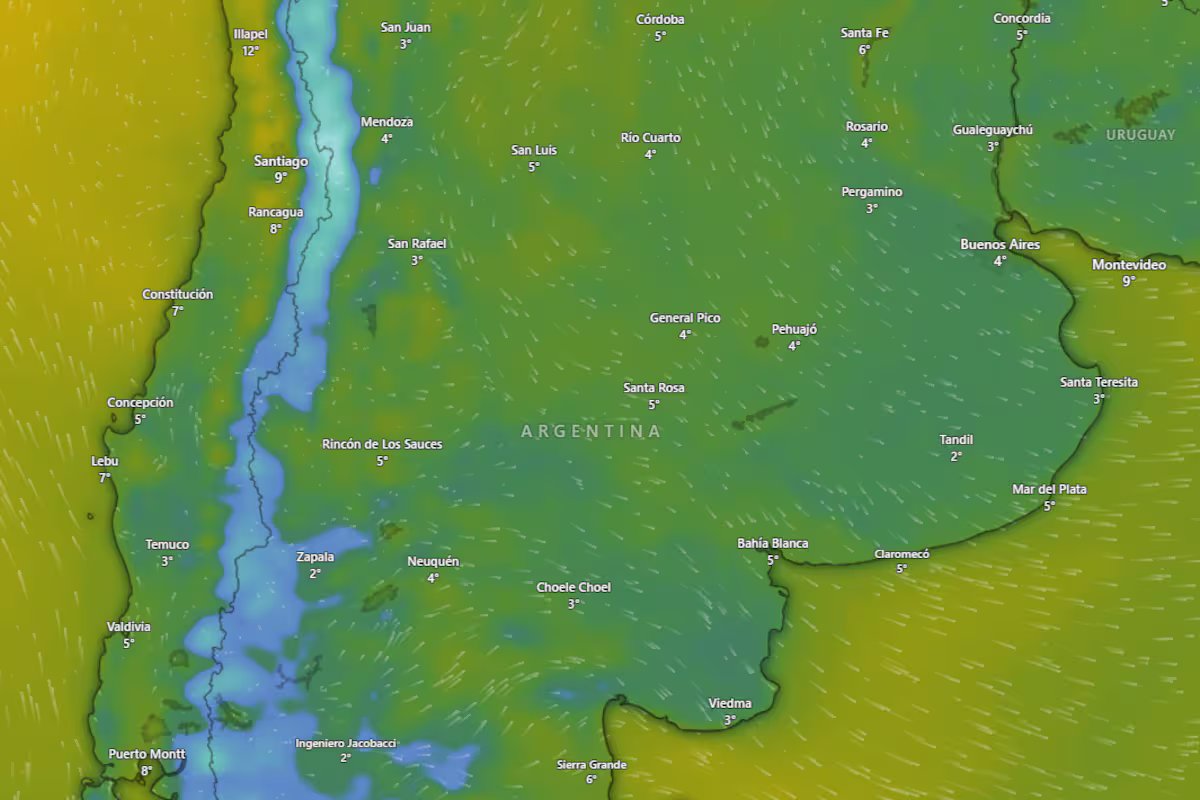 Esta segunda-feira, 15 de junho, há alerta amarelo para frio extremo e ventos fortes. nas regiões afetadas.