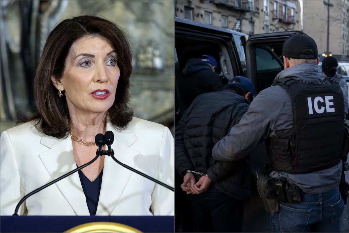 Kathy Hochul defende os migrantes em Nova York. “O ICE acolheu famílias sem antecedentes criminais.”