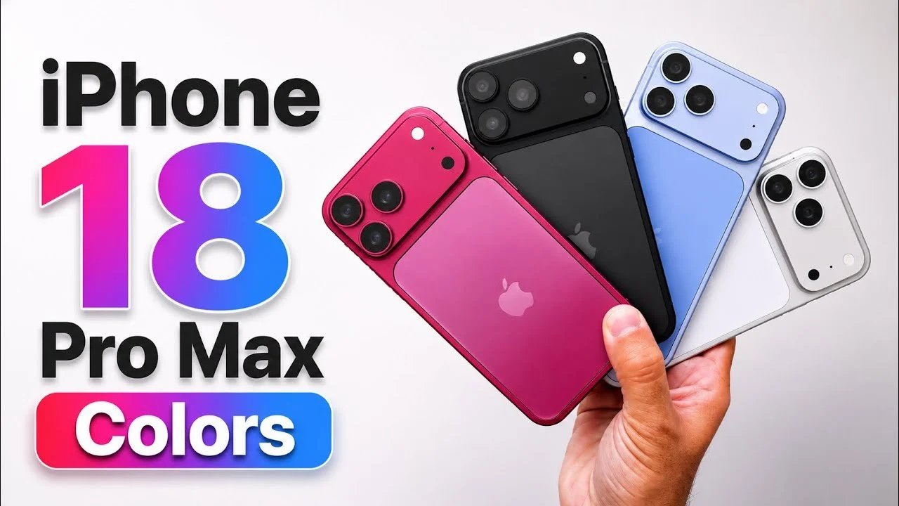 Primeiramente, dê uma olhada na linha de cores do iPhone 18 Pro Max em 2026