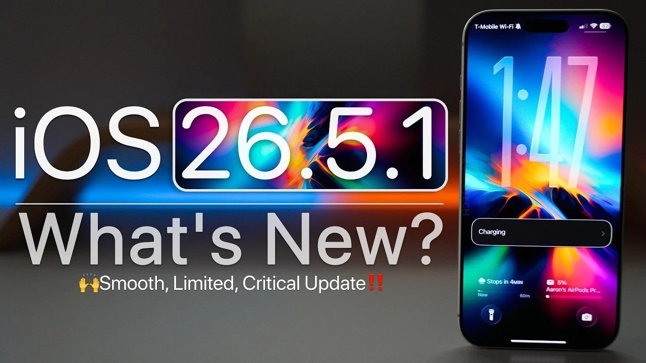 iOS 26.5.1 corrige problema crítico de carregamento com fio no iPhone 17.